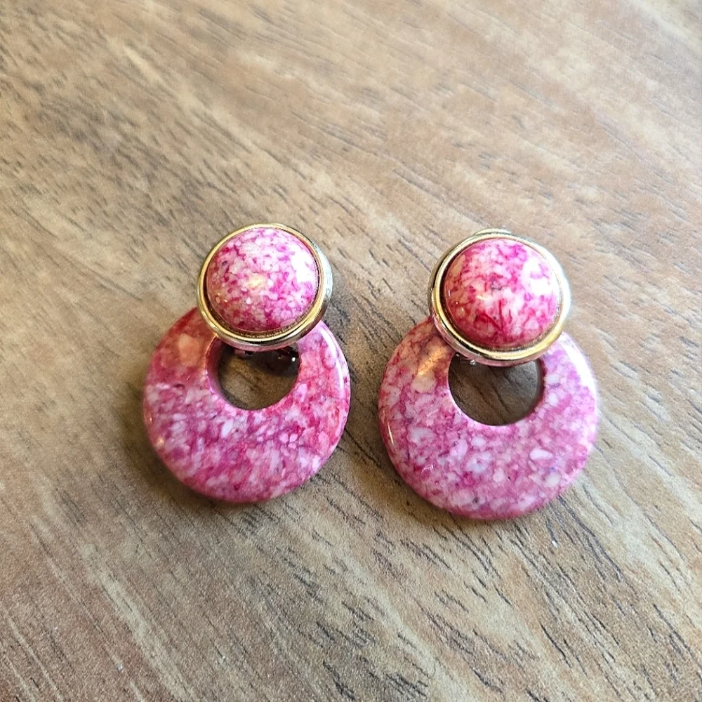 Vintage Pink Thulite Earrings